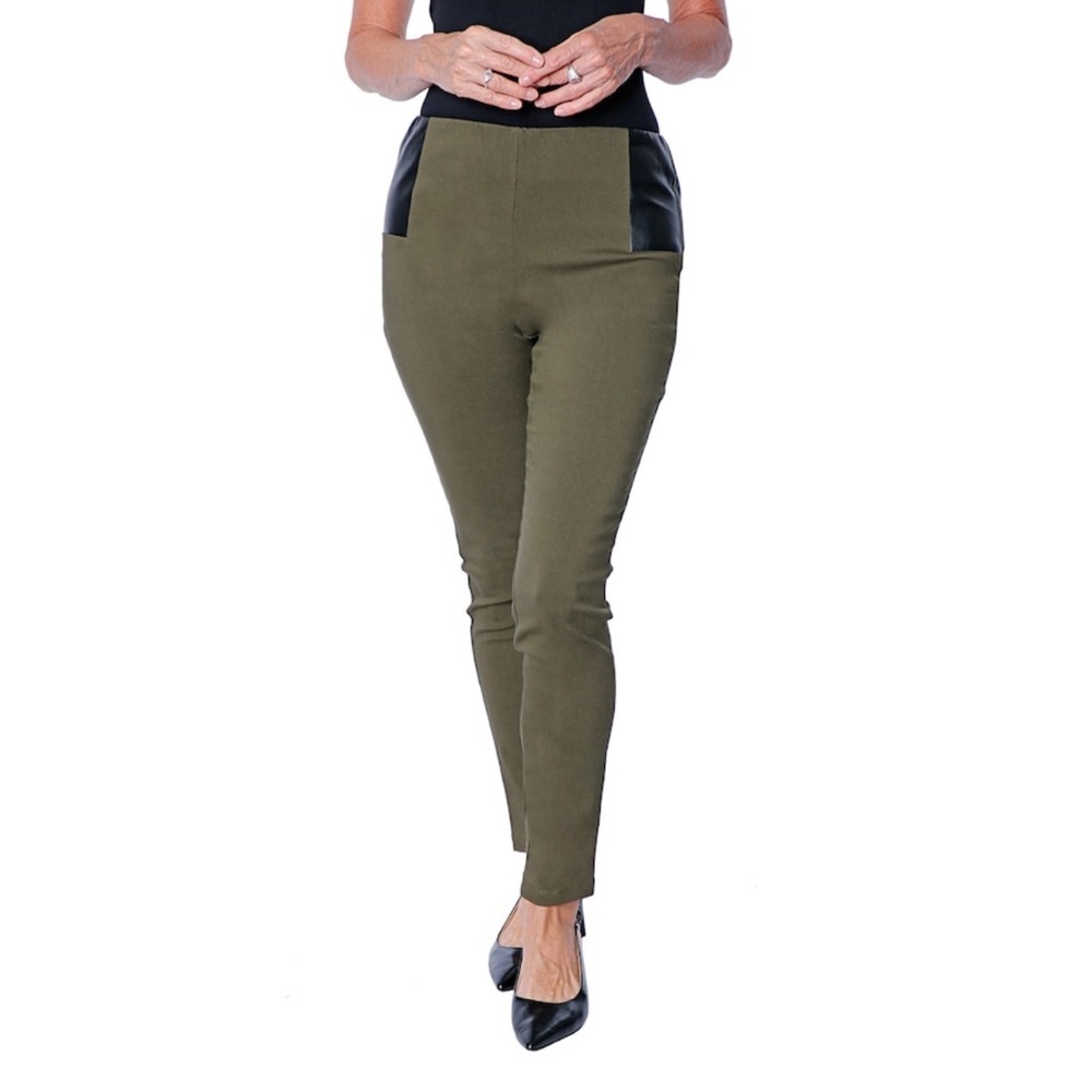 Nwt NINA LEONARD millennium legging with faux leather side waist detail